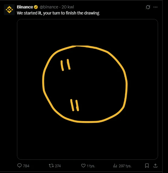 Binance post: We started it, your turn to finish the drawing